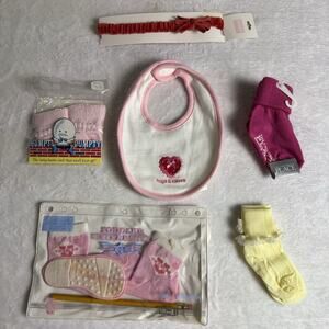 Baby Girl Lot Accessories Headband Bib Socks OshKosh Children’s Place New Vtg
